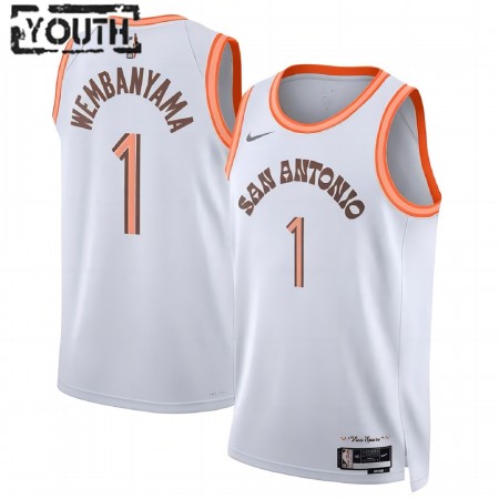 San Antonio Spurs Victor Wembanyama 1 Nike 2023-24 City Edition Valkoinen Lasten Pelipaidat Swingman